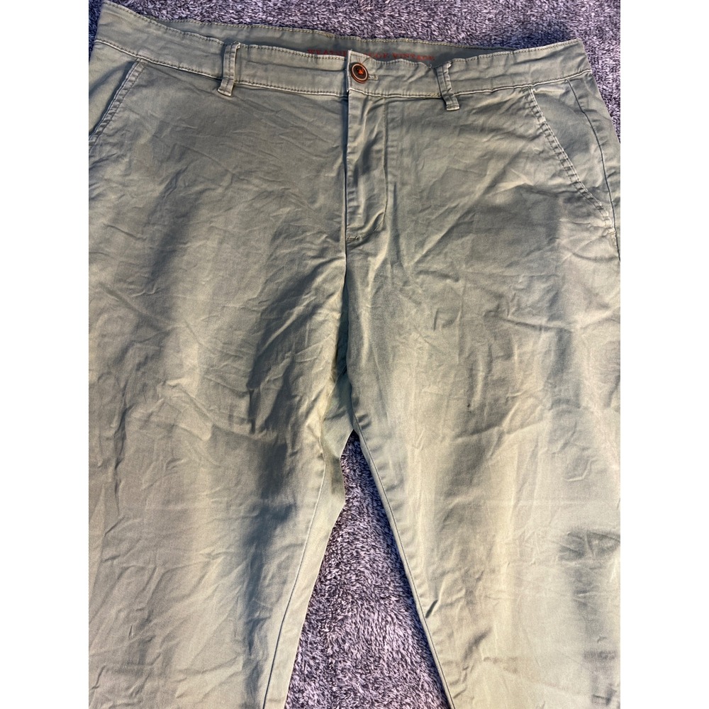 Weatherproof Vintage Mens Chino Pants 34x32 Olive Green Stretch Trousers